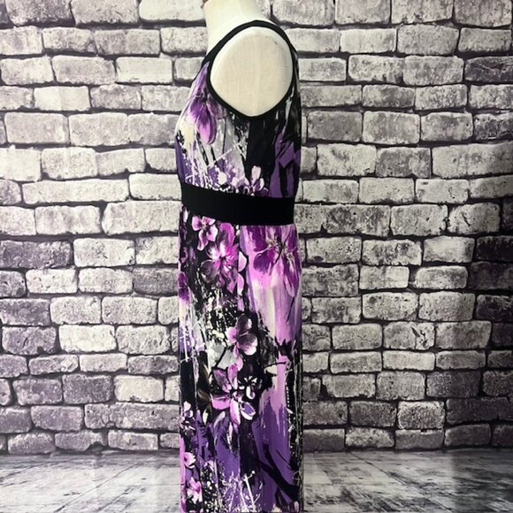 Susan Lawrence Black, Purple & White Empire Style Dress Size MP - Picture 4 of 9
